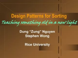 design patterns for sorting teaching something old in a new light