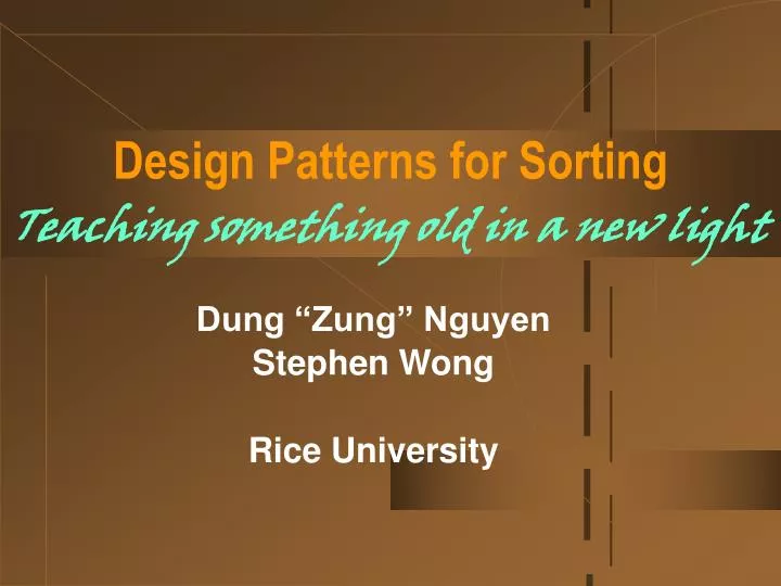 design patterns for sorting teaching something old in a new light