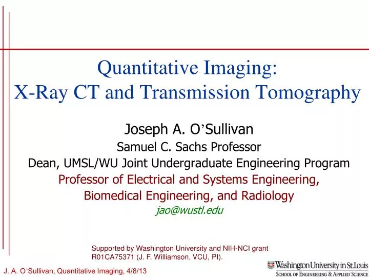 quantitative imaging x ray ct and transmission tomography