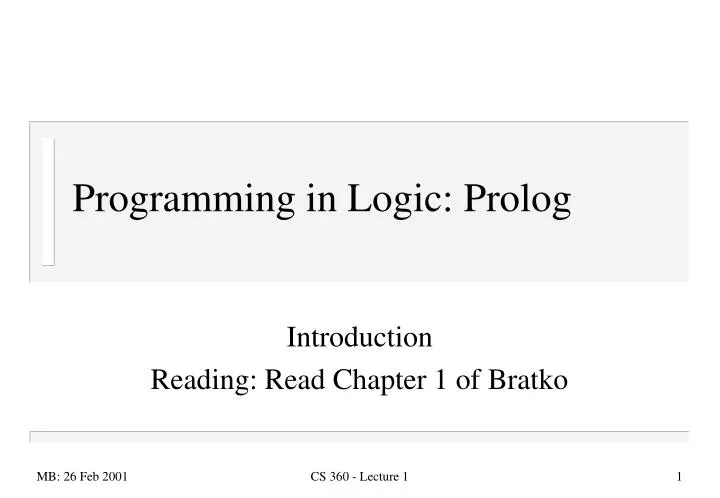 programming in logic prolog