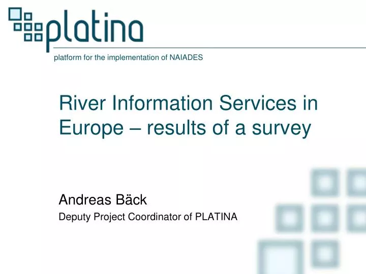 andreas b ck deputy project coordinator of platina