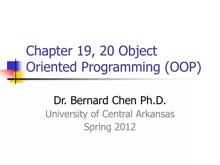 chapter 19 20 object oriented programming oop