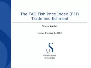 The FAO Fish Price Index (FPI) Trade and fishmeal