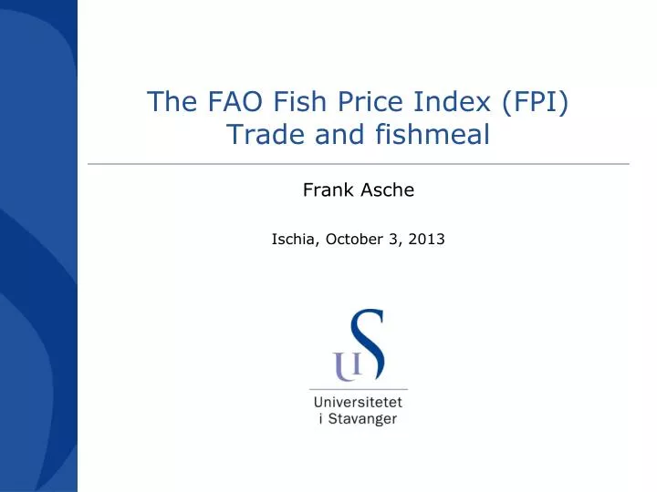 the fao fish price index fpi trade and fishmeal