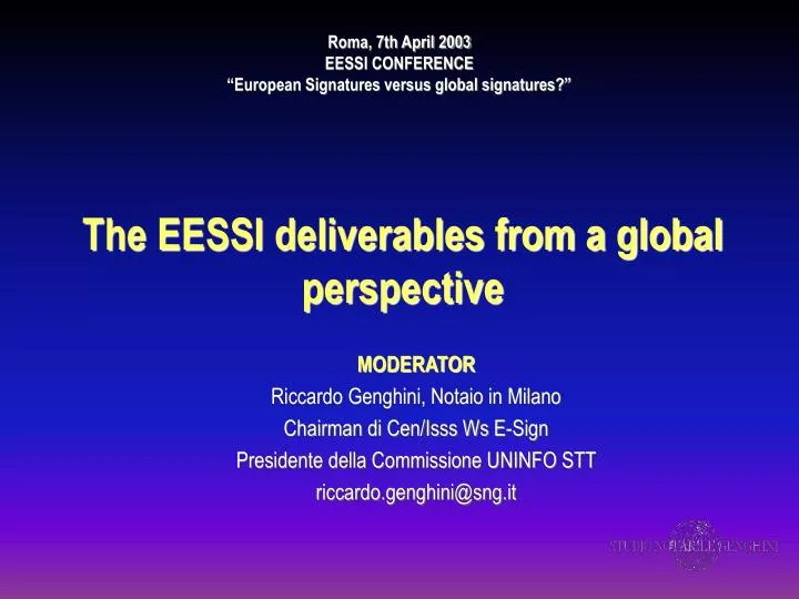 the eessi deliverables from a global perspective