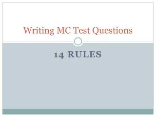 Writing MC Test Questions