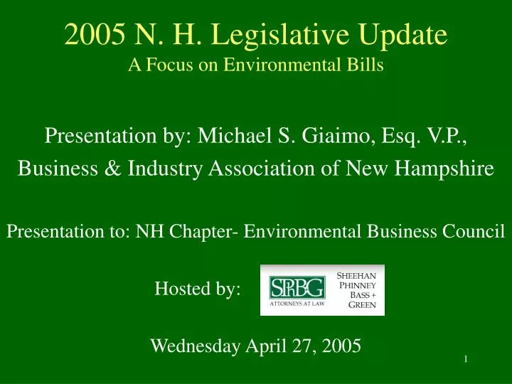 2005 n h legislative update a focus on environmental bills