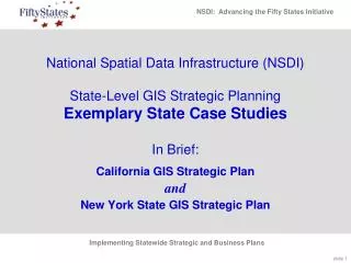California GIS Strategic Plan and New York State GIS Strategic Plan