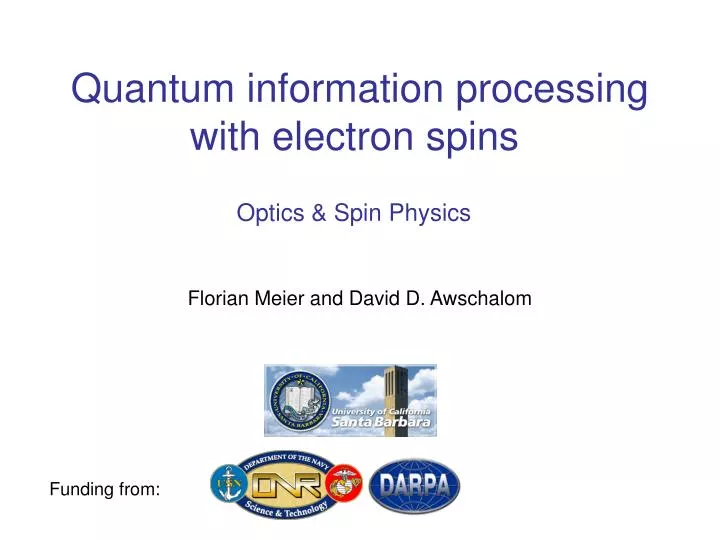 quantum information processing with electron spins