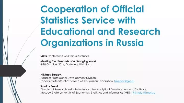 cooperation of official statistics service with educational and research organizations in russia