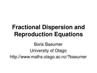Fractional Dispersion and Reproduction Equations
