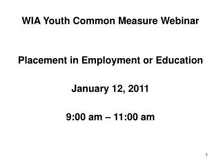 WIA Youth Common Measure Webinar