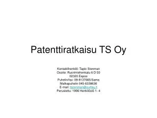 patenttiratkaisu ts oy