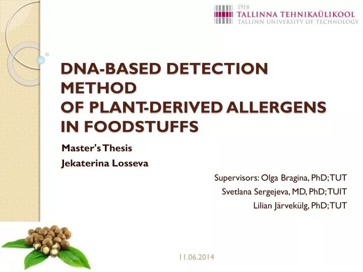 dna based detection method of plant derived allergens in foodstuffs