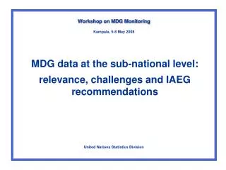 MDG data at the sub-national level: relevance, challenges and IAEG recommendations