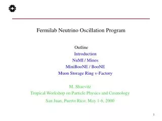 Fermilab Neutrino Oscillation Program