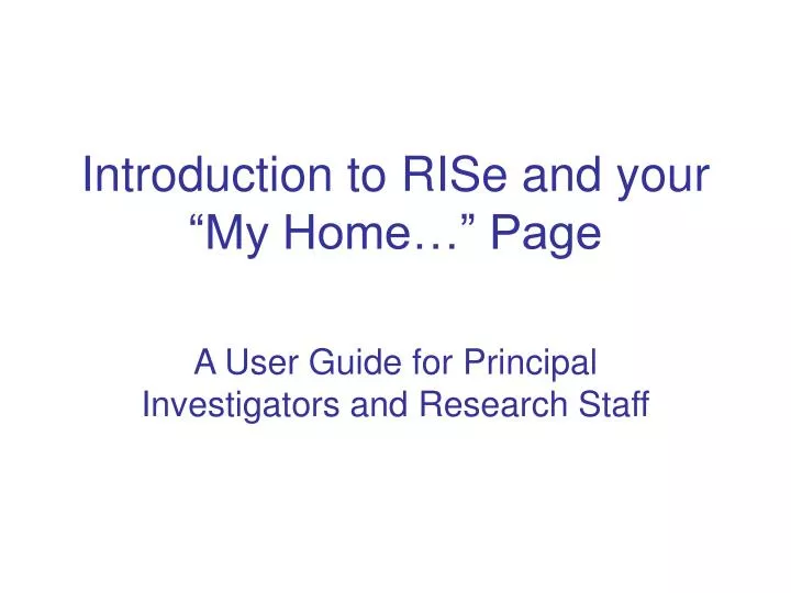 a user guide for principal investigators and research staff