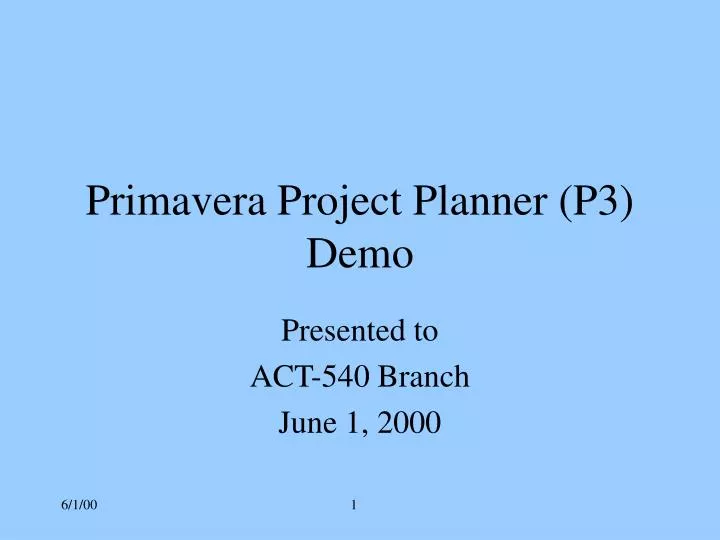 primavera project planner p3 demo