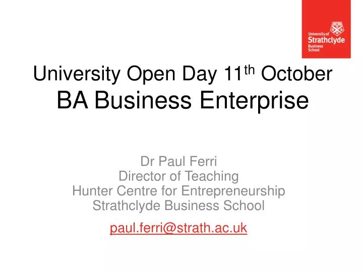 university open day 11 th october ba business enterprise
