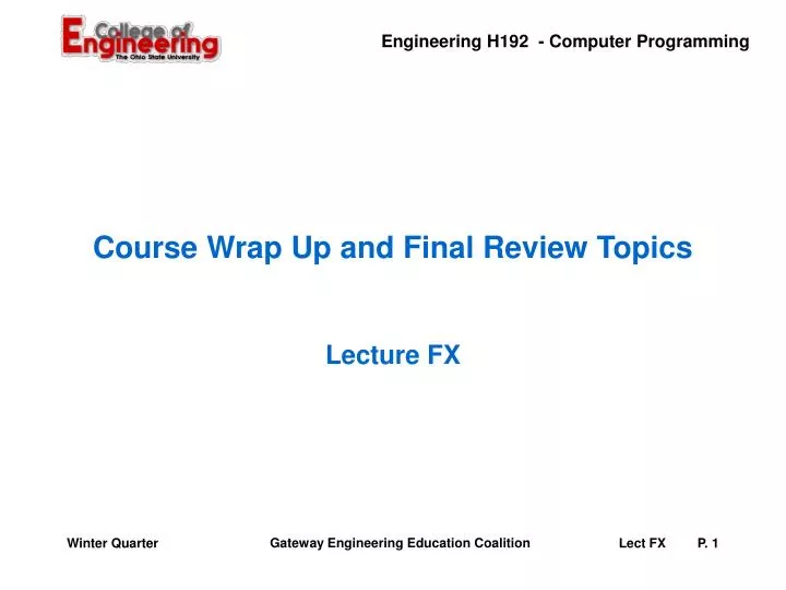 course wrap up and final review topics