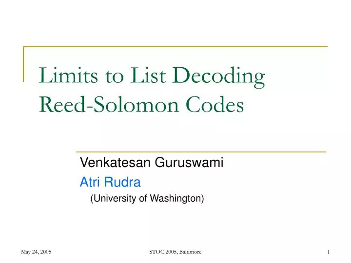 limits to list decoding reed solomon codes