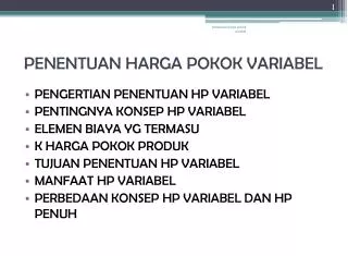 penentuan harga pokok variabel