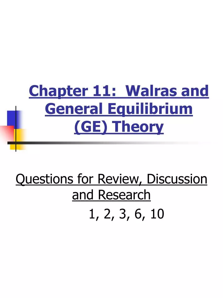 chapter 11 walras and general equilibrium ge theory