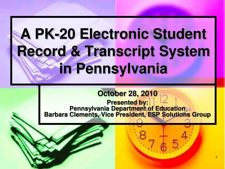 a pk 20 electronic student record transcript system in pennsylvania