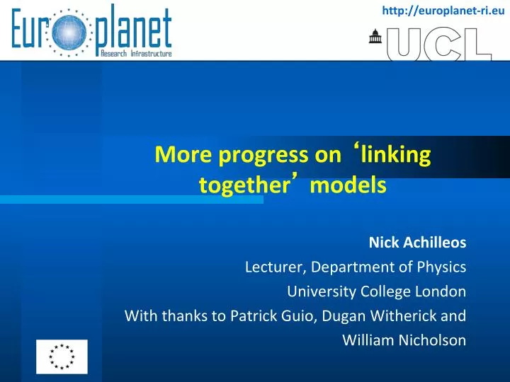 more progress on linking together models