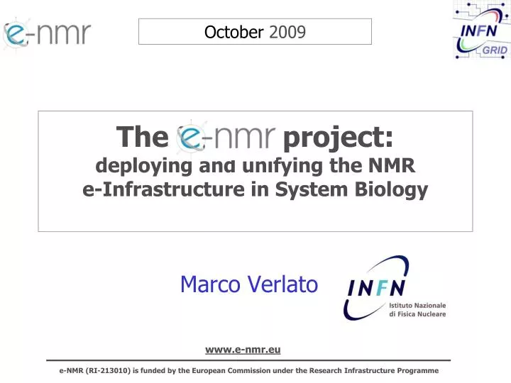 the e nmr project deploying and unifying the nmr e infrastructure in system biology