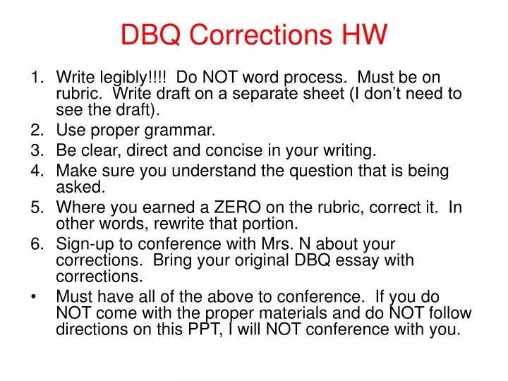 dbq corrections hw