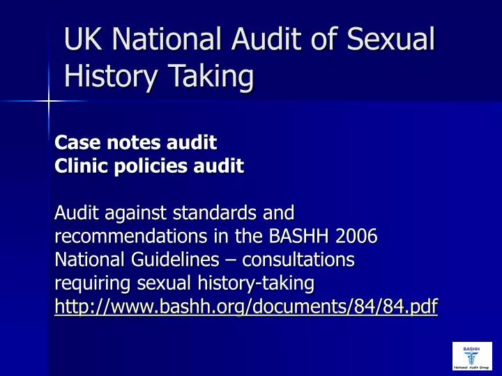 uk national audit of sexual history taking