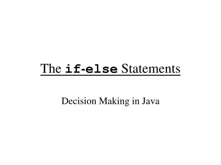 the if else statements