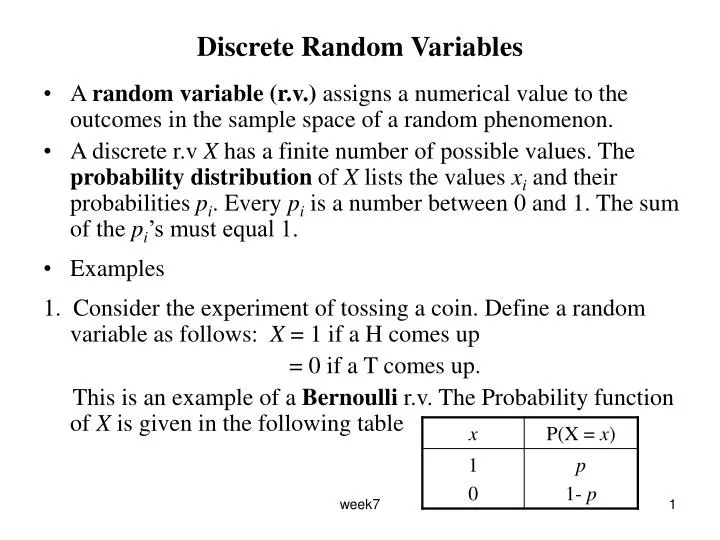 discrete random variables