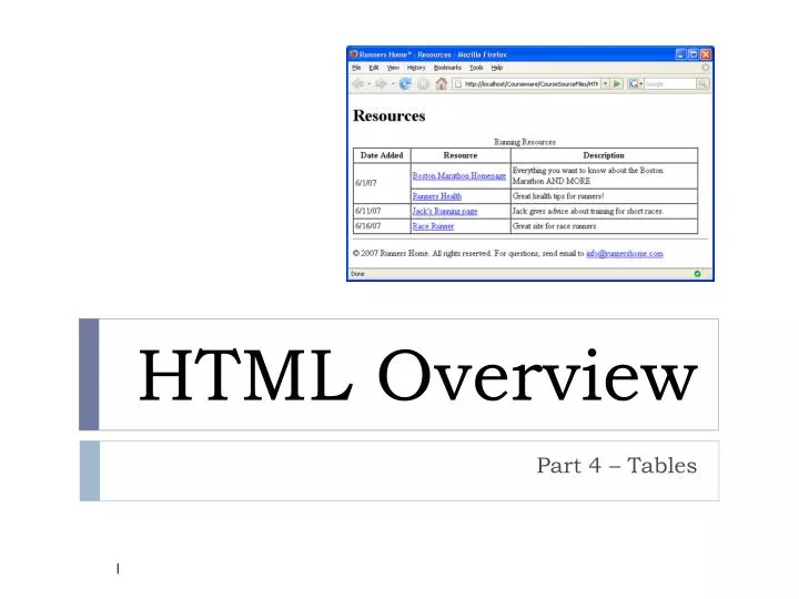 html overview