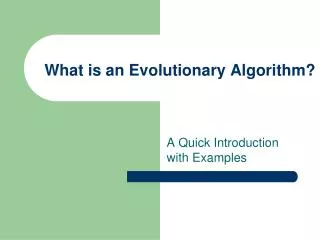 What is an Evolutionary Algorithm?