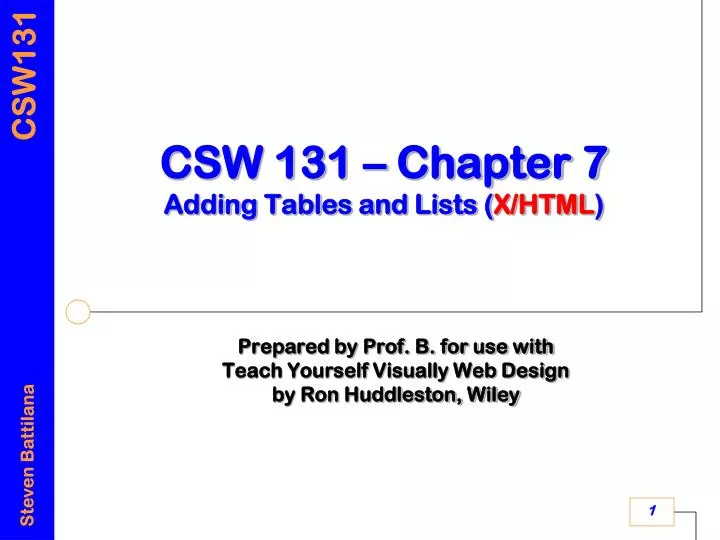 csw 131 chapter 7 adding tables and lists x html