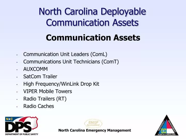 north carolina deployable communication assets