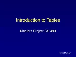 Introduction to Tables
