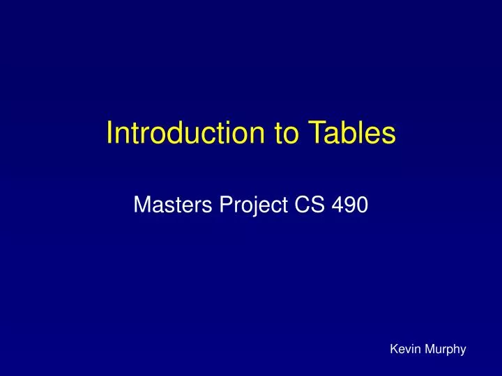introduction to tables