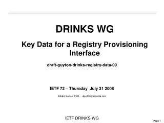 DRINKS WG Key Data for a Registry Provisioning Interface