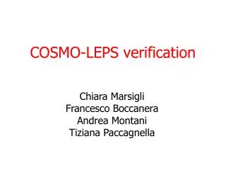 COSMO-LEPS verification
