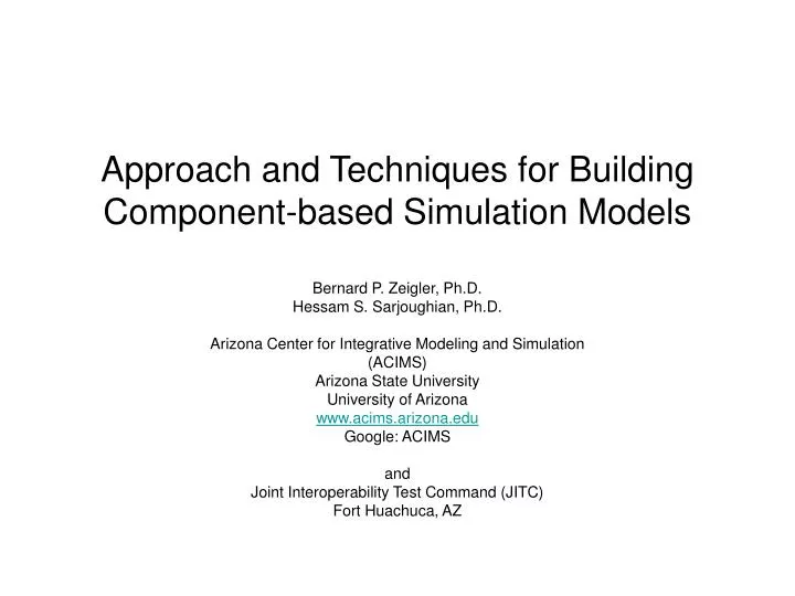 approach and techniques for building component based simulation models