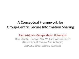 A Conceptual Framework for Group-Centric Secure Information Sharing