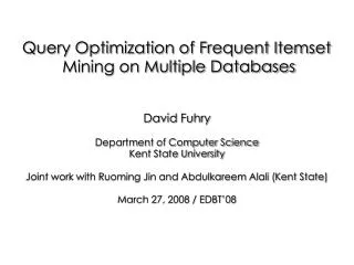 Query Optimization of Frequent Itemset Mining on Multiple Databases
