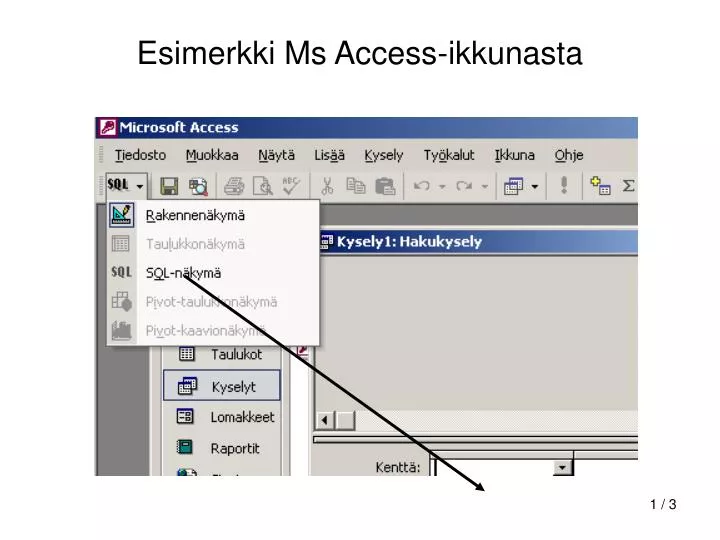 esimerkki ms access ikkunasta