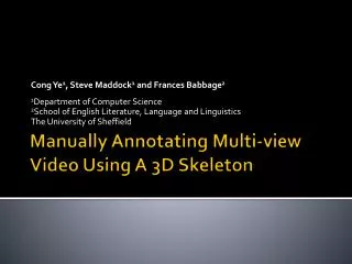 Manually Annotating Multi-view Video Using A 3D Skeleton