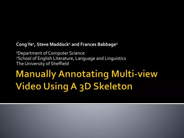 manually annotating multi view video using a 3d skeleton