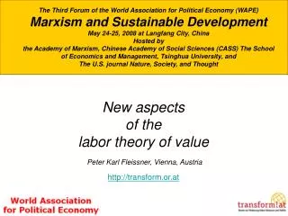 The Third Forum of the World Association for Political Economy (WAPE)