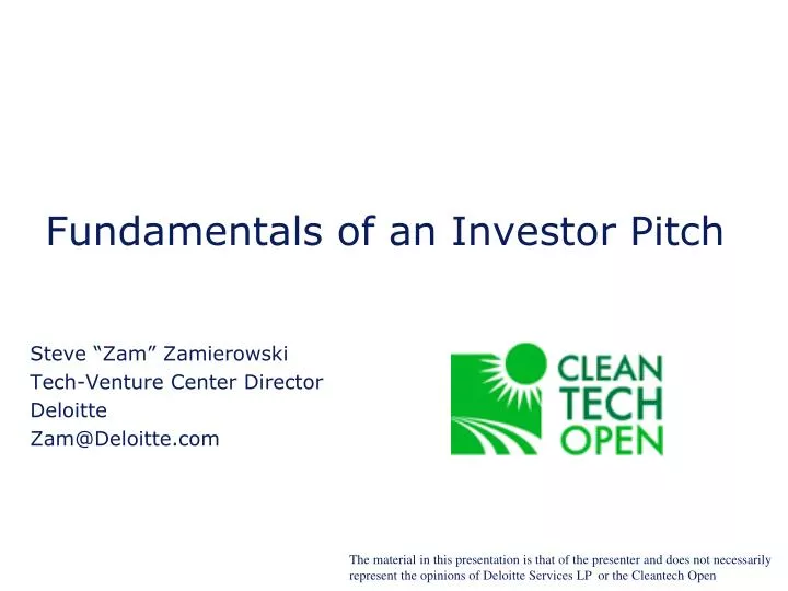 fundamentals of an investor pitch